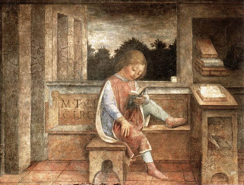 Vincenzo Foppa, Fanciullo che legge Cicerone. Affresco, 1464, dal Banco Mediceo di Milano. London, Wallace Collection.